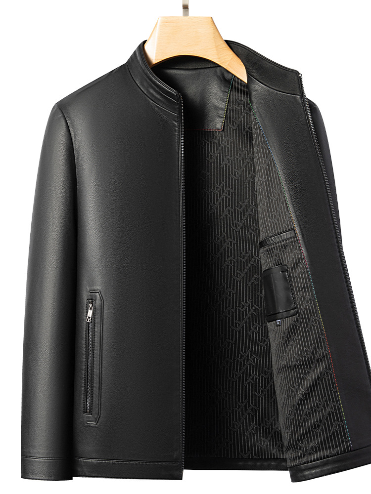 Enobani | Autumn Leather Jacket Men's Eco-Leather Popular Stand-Up Collar Leather Jacket Men's Jacket | Thickness Optional 2586