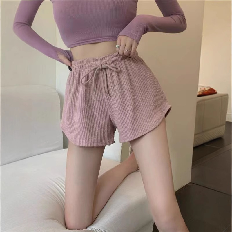 Women's Shorts Waffle New Summer High Waist plus size Shorts Cyber Celebrity Fitness Sports Pants Loose Casual Pants