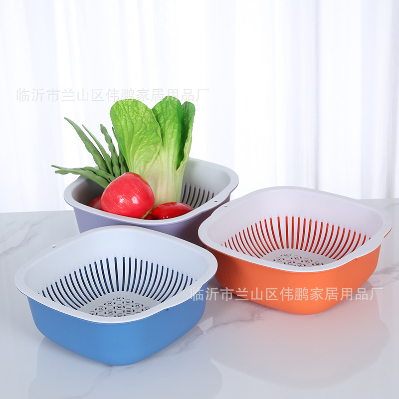 Multifunctional Double-Layer Drain Basket Household Kitchen Sink Strawberry Bear Cartoon Drain Basket Thickeneded and Printable Logo
