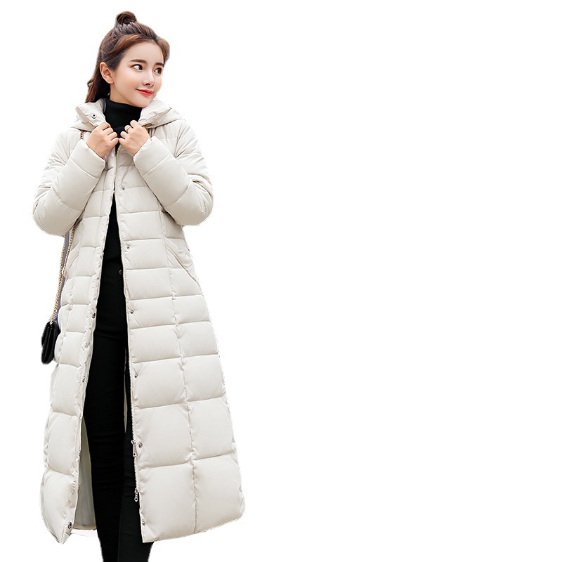 Cross-Border 2024 New Winter Style Large Fur Collar Cotton Coat for Women, Slim Fit Thickeneded Cotton Jacket for Women, Korean Style Long Over-The-Knee Cotton Coat for Women