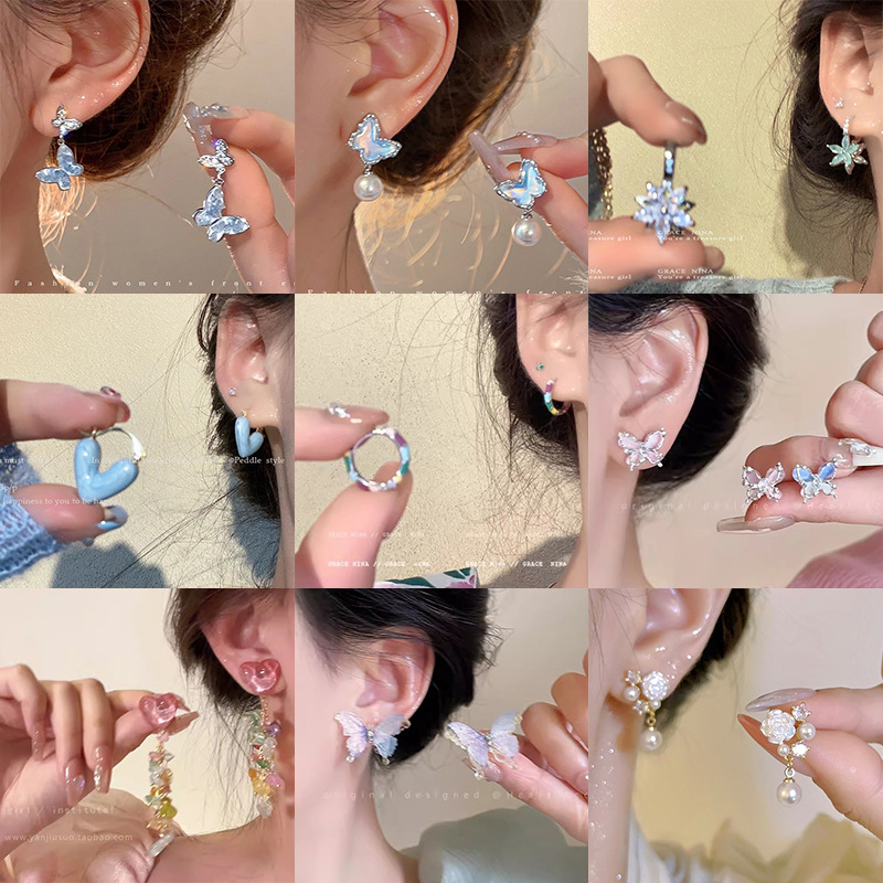 Серьги в стиле Ins с жемчугом, женские серьги из серебра 925, нишевый дизайн, серьги-бабочки, легкая роскошь