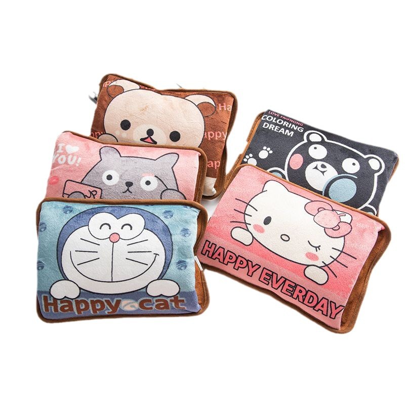 Electric hot water bag cartoon charging hand warmer warm baby double plug plush electric heater factory outlet