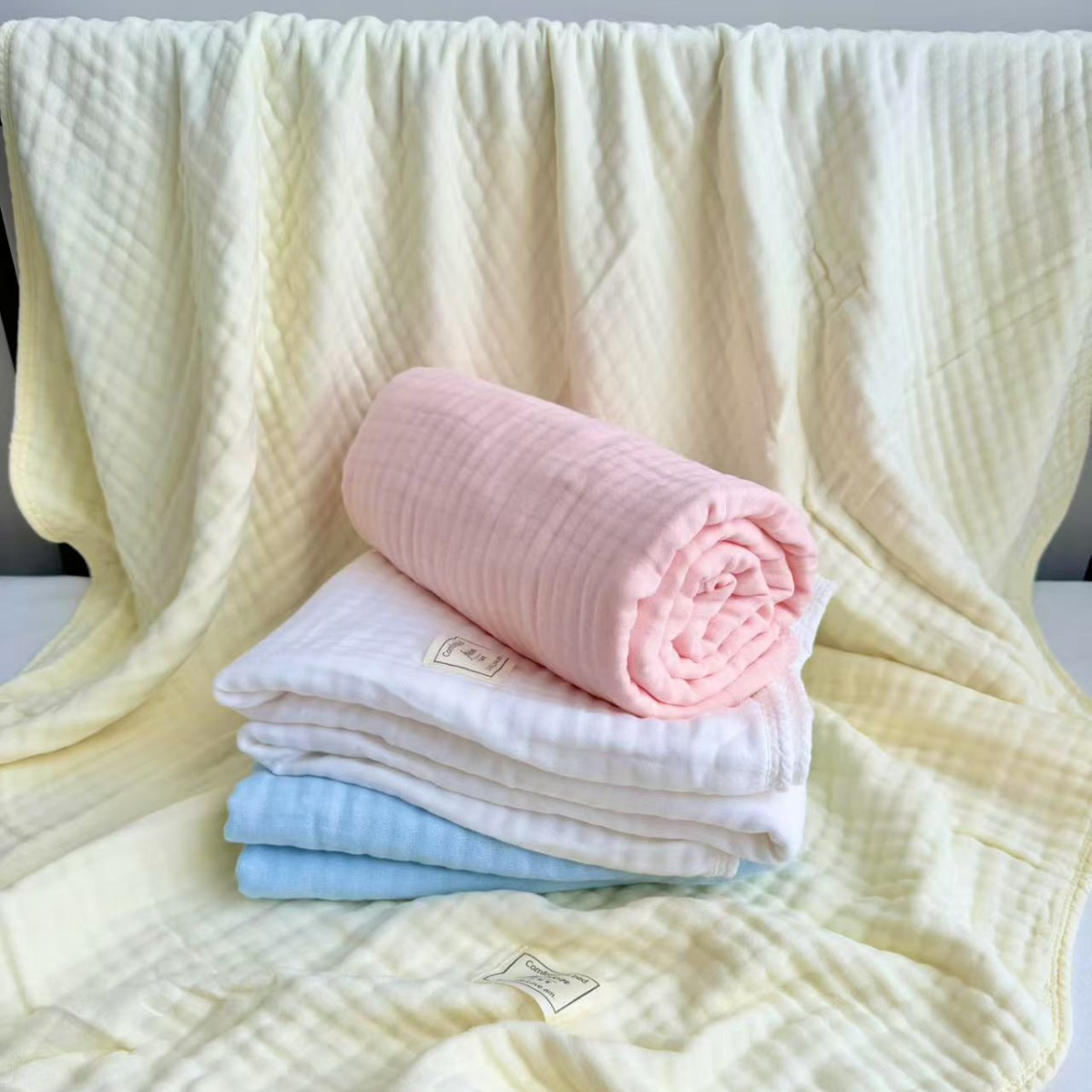 Baby 5A Antibacterial Super Soft Six-Layer Jelly Blanket Newborn Bath Towel Bamboo Fiber Pure Cotton Bamboo Cotton Gauze Pure Color