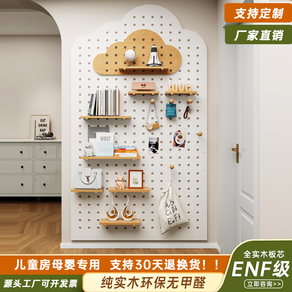 Полка для вешалок из массива дерева, настенный декоративный элемент для хранения