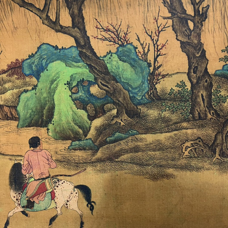 Antique Celebrity Calligraphy and Painting by Qiu Yingwen Ji Guihan, Scroll Painting for Living Room Decoration, Chinese Painting Collection Hanging Painting