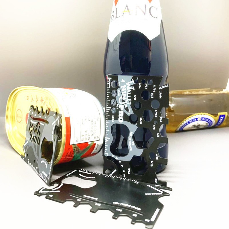 Multifunctional 18-in-1 Knife Card Stainless Steel Tool Card Black Survival Card Camping Essential Multi-Purpose Outdoor