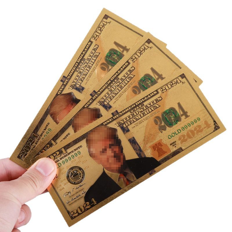 In-Stock 100 Gold Foil Pet Plastic Gold Foil Commemorative Coins Pet Plastic Gold Foil Commemorative Banknotes Collectible Coins Custom Craft