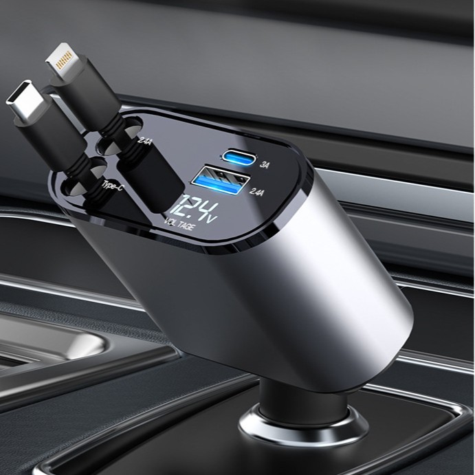 D3 Car D2 Charger Q9 Retractable Mobile Phone Super Fast Charging One to Four 60W Car Mp3 Player All-In-One Machine