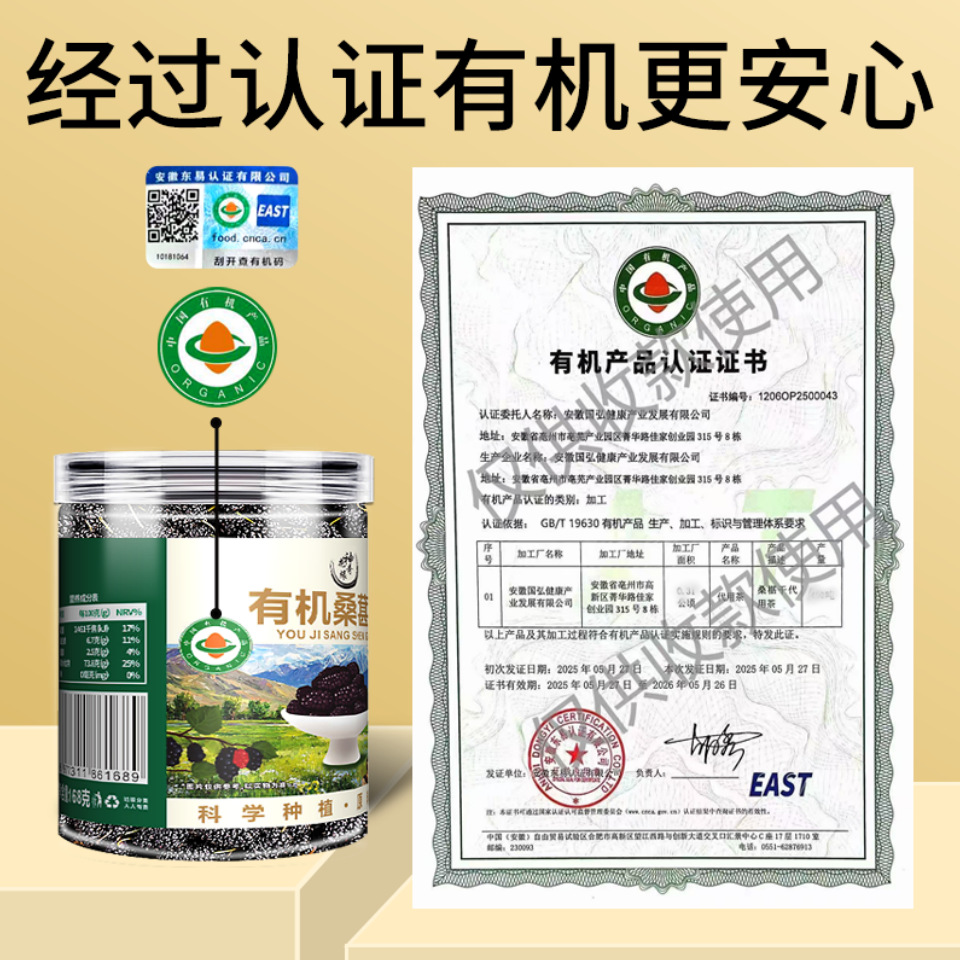 Organic Dried Mulberries 168g Canned Green Organic Mulberry Dried Fruits Fresh Hand-Picked at Good Price