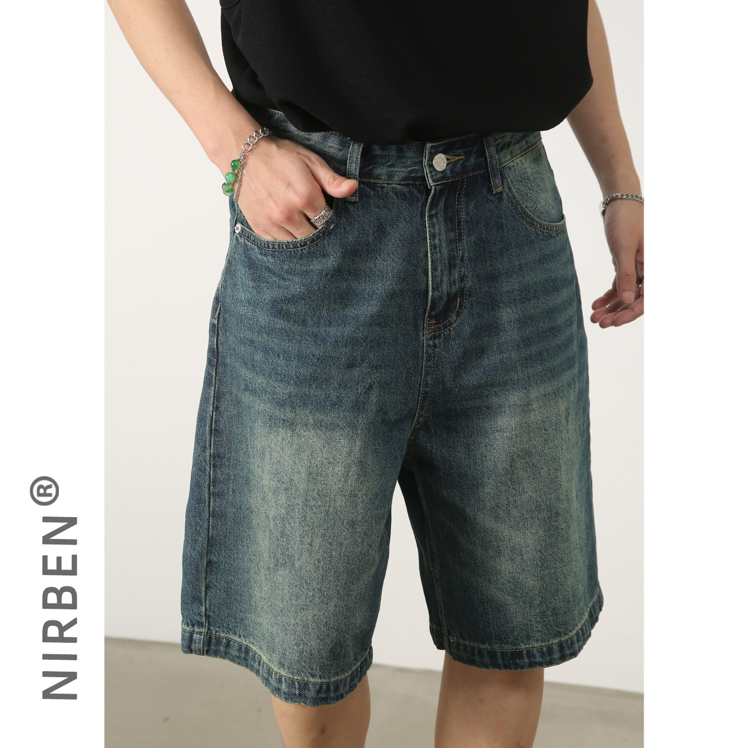 nirben Denim | New Denim Shorts Men's Summer ins Fashionable Five-point Pants Loose All-match Casual Pants