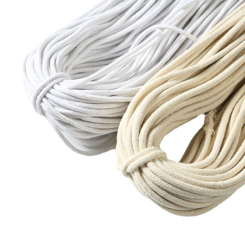 This white cotton cored rope tag rope sweater drawstring rope DIY piping open line plain binding cotton rope