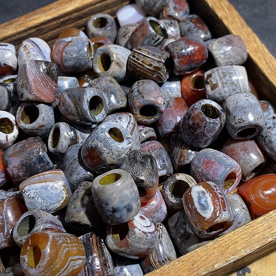 Natural Agate Large Hole DIY Scattered Beads Multi-Beads Old Agate Antique Agate Beads Red Agate Chopped Beads