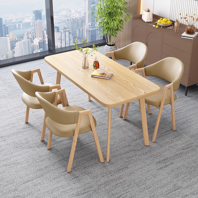 Nordic rectangular table simple leisure commercial reception meeting table small apartment dining table dining table table chair set