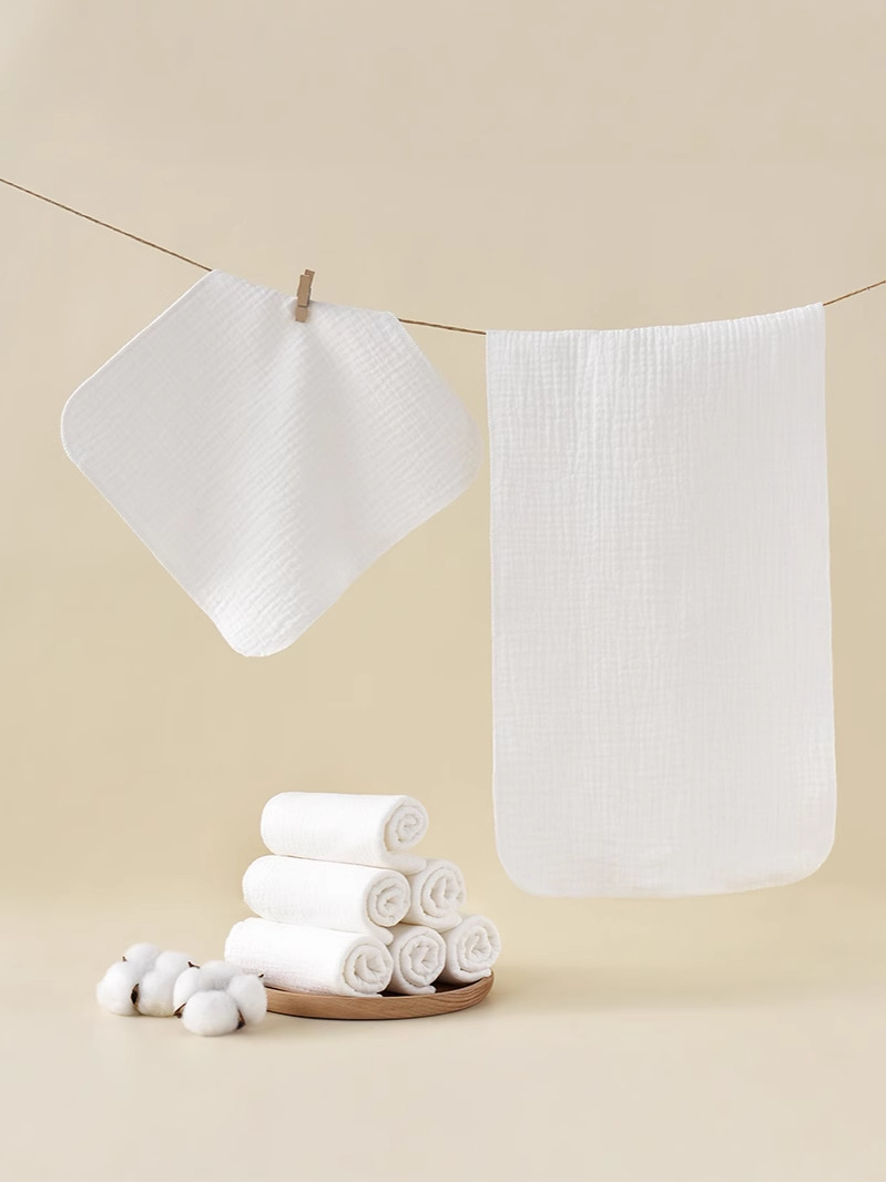 Children's square towel soft cotton white kindergarten small towel manufacturers wholesale elastic lock edge baby hand towel