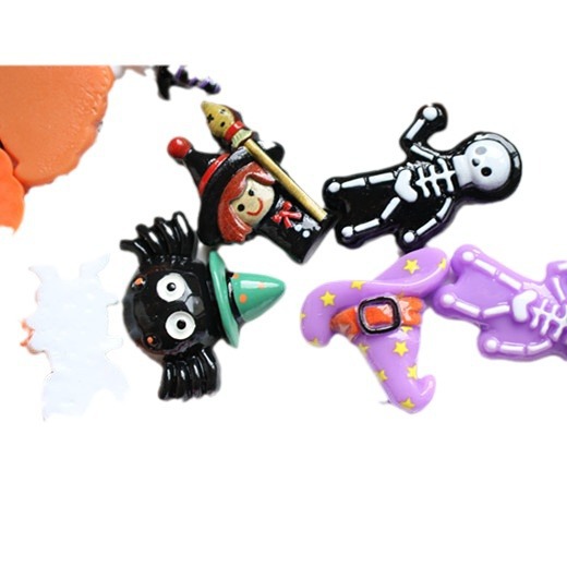 Halloween Vampire Ghost Pumpkin Bat Resin Accessories DIY Halloween Hairpin Ring Handmade Accessories