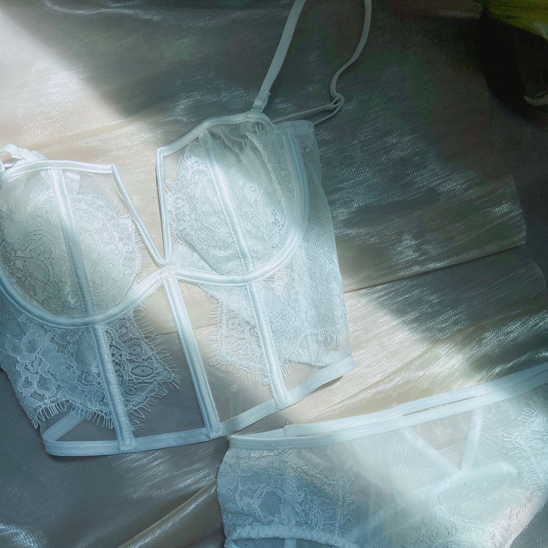 Fishbone Corset Vest Long French-Style Bra Tube Top Lingerie Lace Camisole Women's European and American Style Adjustable