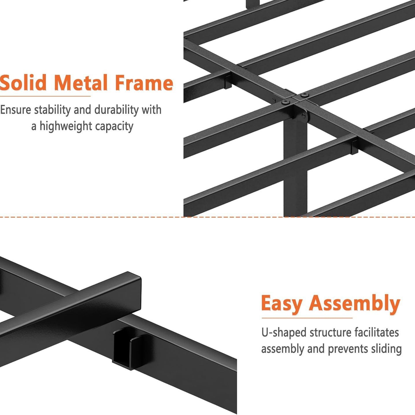 Thickened and Reinforced Iron Bed with Noise-Free Iron Frame, Formaldehyde-Free Steel Structure, Arc Corners, Double Bed