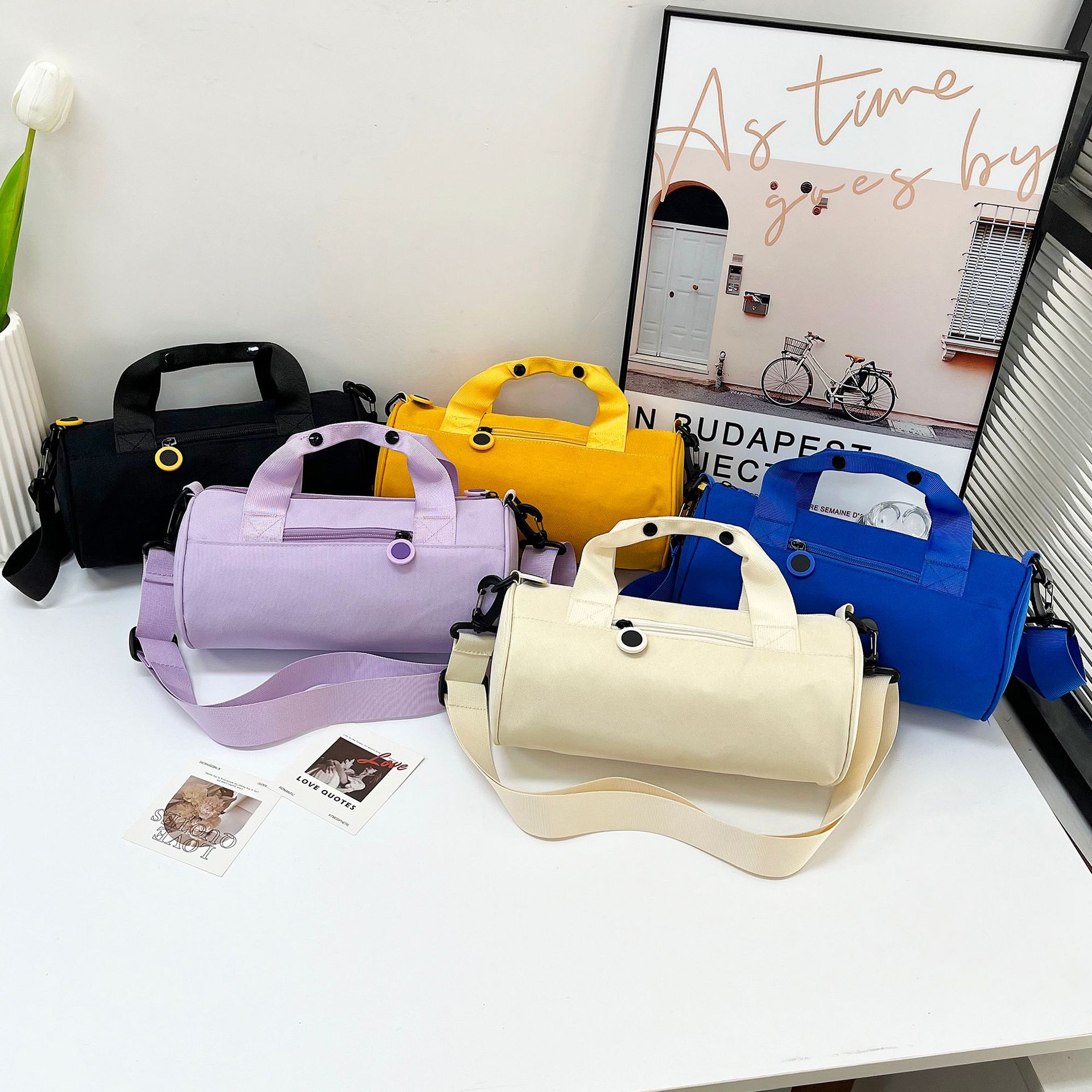 Кросс-бордерная цилиндрическая спортивная дорожная сумка водонепроницаемая оксфордская ткань большая ёмкость сумка через плечо модная повседневная сумка