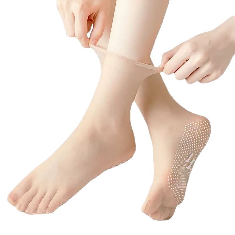 Silk Stockings Women's Seamless Crystal Socks Silicone Anti-slip Massage Socks Summer Ultra-thin Anti-hook Invisible Mid-tube Socks