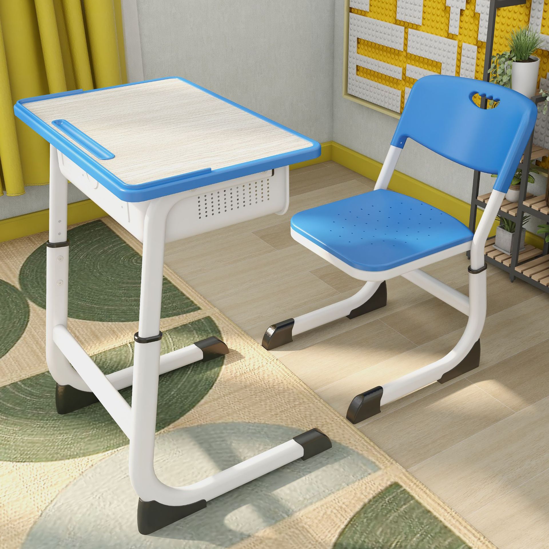 Desks and Chairs Training Table Primary and Secondary School Students Children's Study Table School Home Tutoring Class Single and Double Writing Table