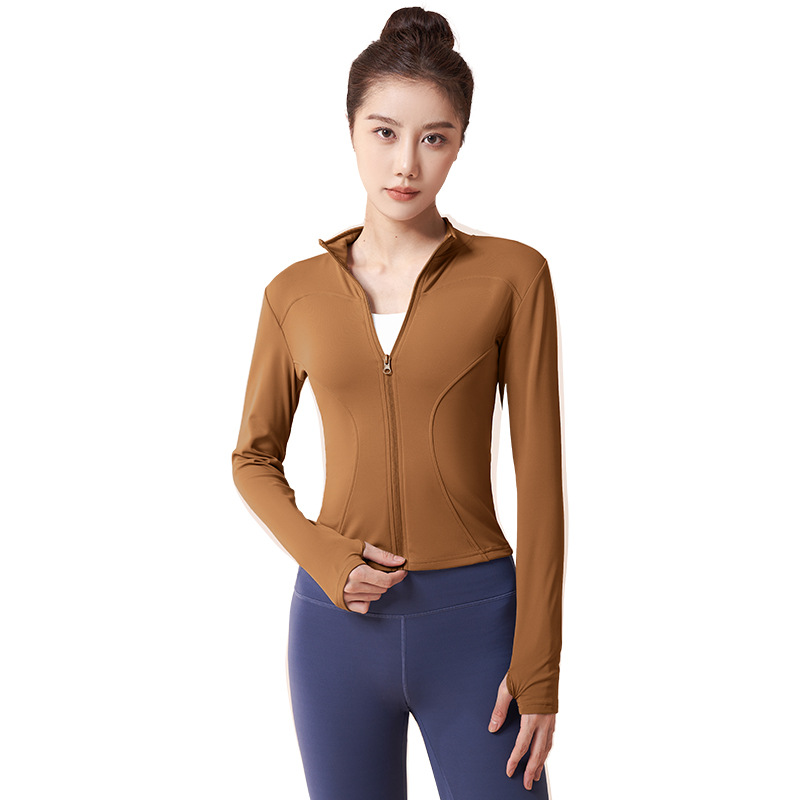 Juyitang Autumn and Winter Tops, Fitness Clothes, Slimming Running Sports Jackets, Thickened Warm Plus Velvet Yoga Clothes