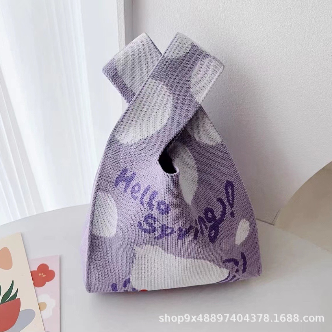 Tote Bag Trendy Ins Internet Popular Fashion Handbag Women's Bucket Bag Knitted Japanese and Korean-style All-match Hand-carried Casual All-match Bag