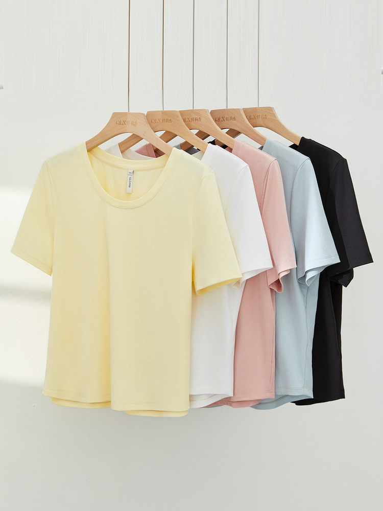 [Oxygen in Summer] Orofeng Lyocell Round Neck T-Shirt Slim Show Plus Size Women's Fat Mm2025 Summer New Style