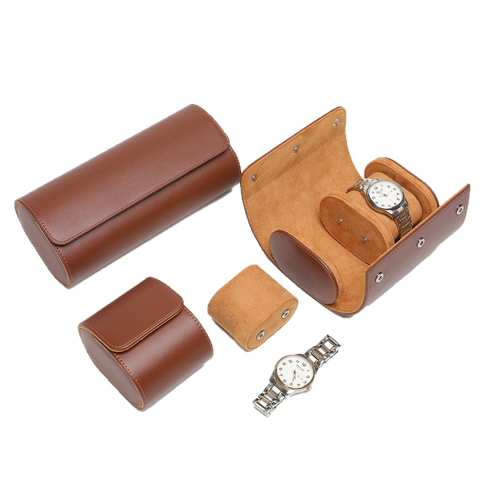 Factory In-Stock Genuine Leather Texture Nappa Pattern Pu Leather Watch Storage Box 1 2 3 Slots Watch Packaging Box