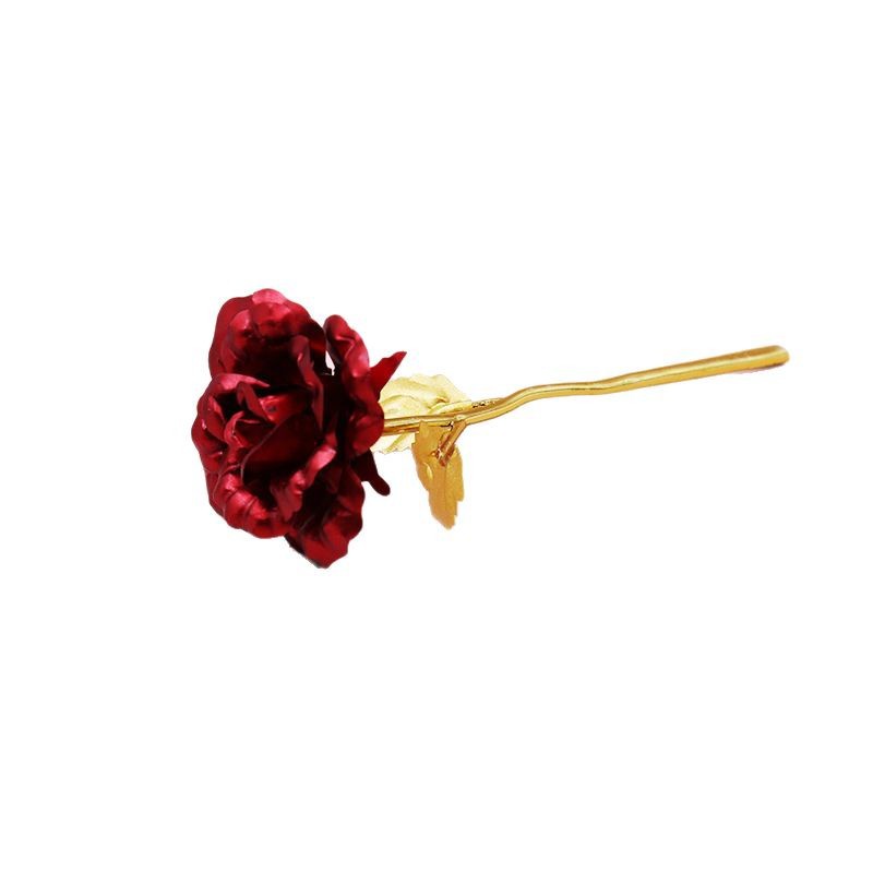 Medium-Sized 18cm Valentine's Day and Mother's Day Plastic Gold Foil Rose Flower Craft Ornament Eternal Flower Embossed Flower