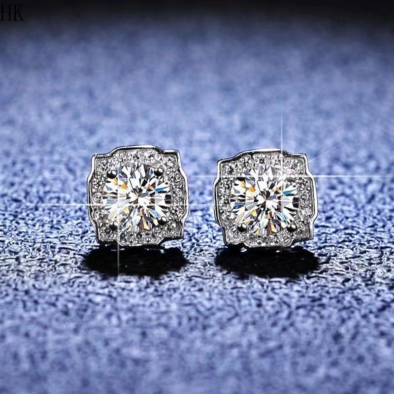 Authentic Simple Hai Rui Mo San Diamond 925 Silver Necklace Ring Earrings Jewelry Full Set Qixi Festival genuine goods