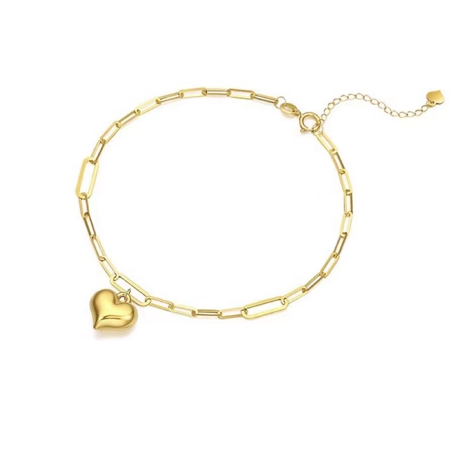 18K Gold Stereo Fat Heart Cross Set Chain Necklace Bracelet Fashion Jewelry Store Gold Store Factory Wholesale