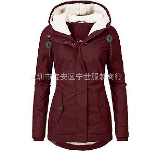 Source Factory Winter Popular Thickeneded Cotton Jacket Plus Velvet Hooded Warm Jacket Mid-Length Women's Cotton Jacket
