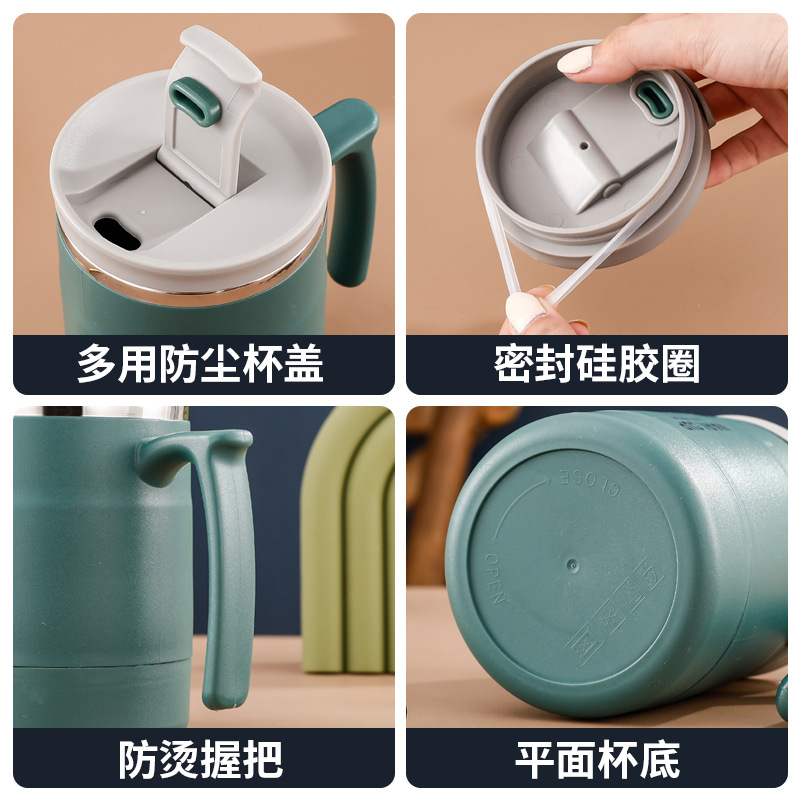 Mug Stainless Steel Anti-fall with Lid Student Dormitory Scale Milk Cup for Men and Women Household Water Cup Office Coffee Cup