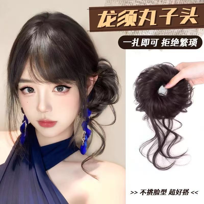 Новый китайский стиль, пучок с драконьими усами, искусственная цветочная резинка для волос, длинные усы, пучок призрачной лошади, корейский стиль