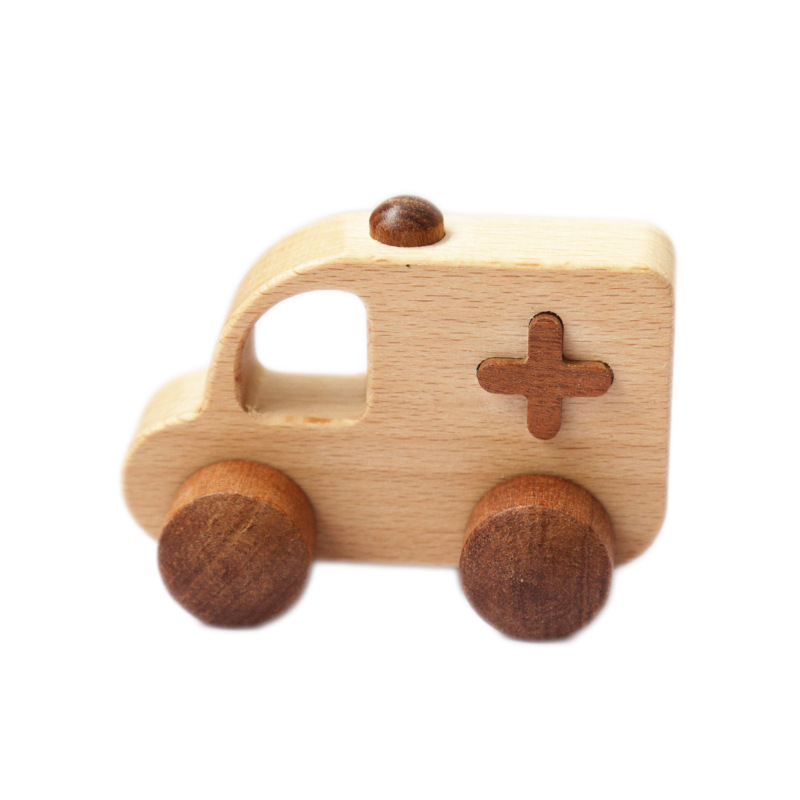 Solid wood paint-free baby climbing and biting rescue ambulance police car fire truck boy toy 2345-year-old MD