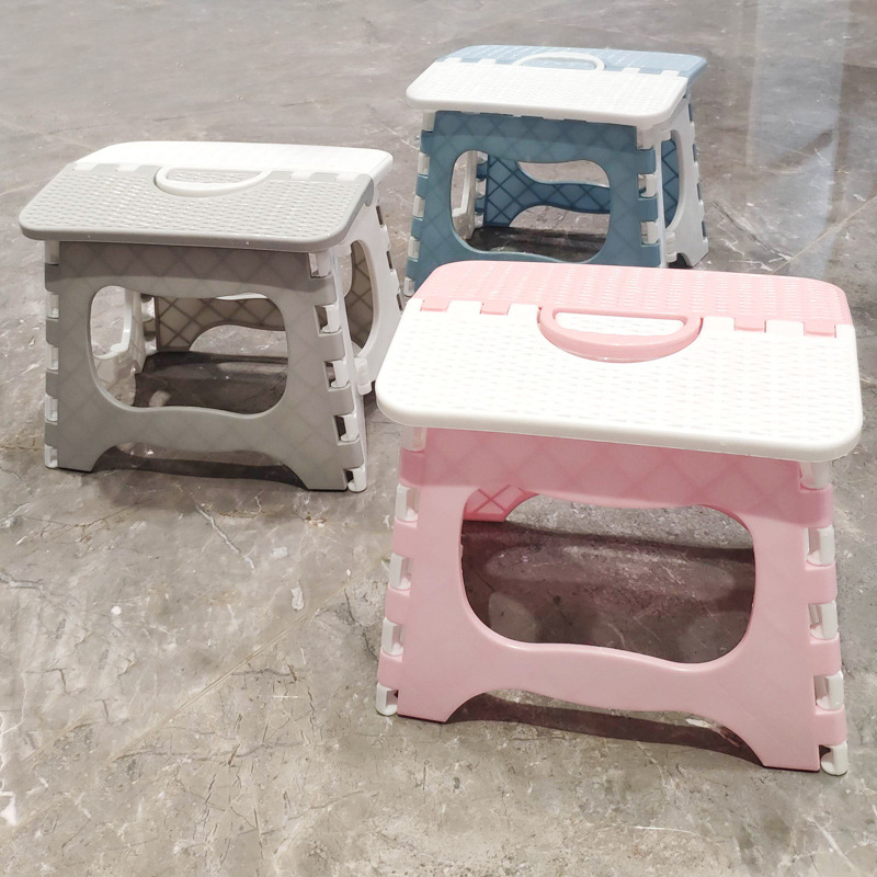 Portable Plastic Folding Stool Portable Lightweight Small Bench Kindergarten Camping Rattan-like Pony Plastic Bench