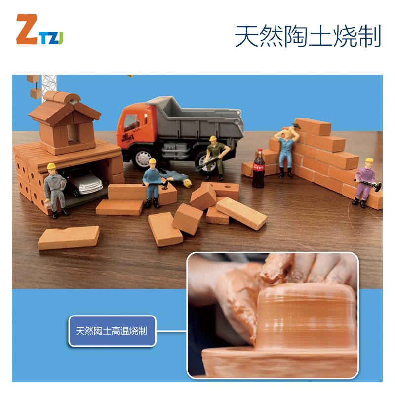 Children's Masons Building Houses with Wall Toys Small Cabin Model Assembled Handmade diy Architect Cement Bricks