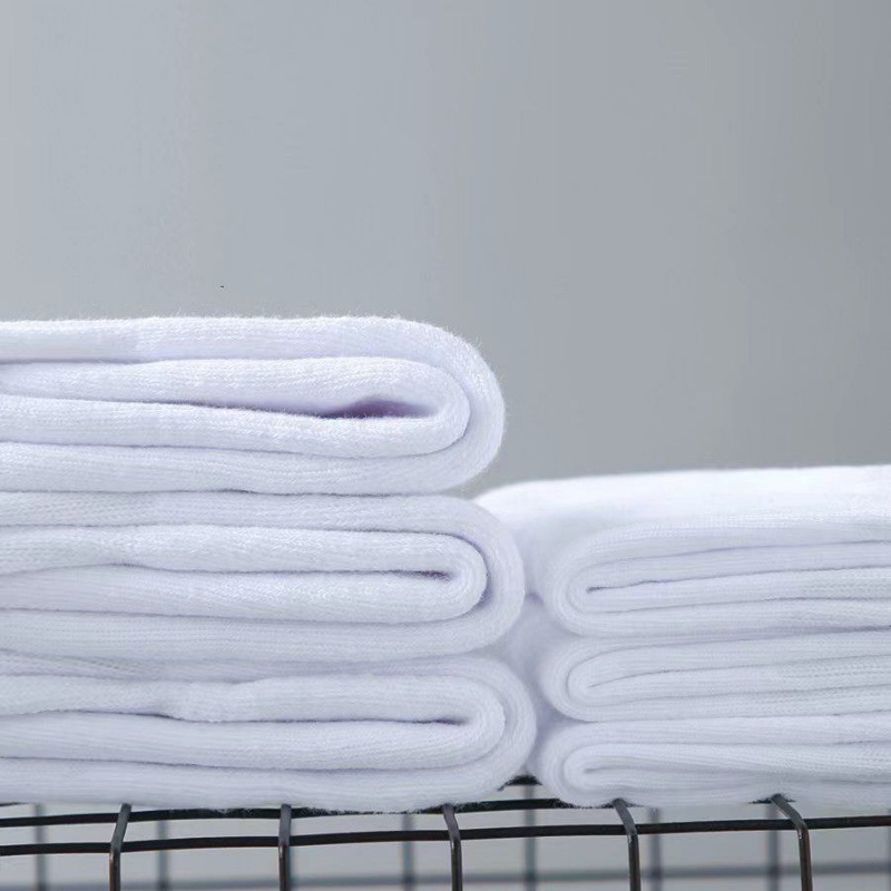 Towel-Soled Sports Socks for Autumn and Winter, Pure Cotton, Thickened and Fleece-Lined, Warm, Comfortable, Breathable, Black and White, Men's Zhuji Socks