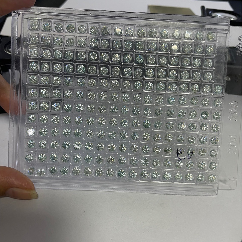 Jia Yao Round wwl Moissanite Bare Stone Eight Heart Eight Arrows Artificial Blue Bottom White Ring Accessories Inlaid with Main Stone