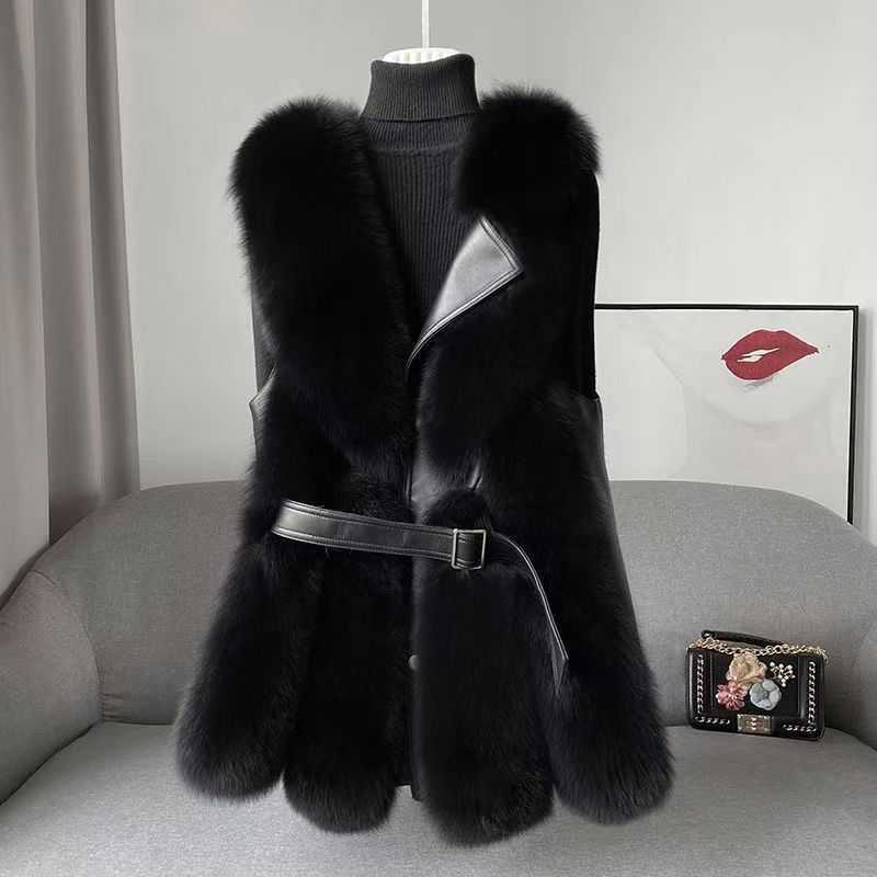 New Imitation Fox Fur Vest Women's Slim-Fit Slim Fashionable Young Style Cyber Celebrous Solid Color Fashionable Imitation Fur Jacket