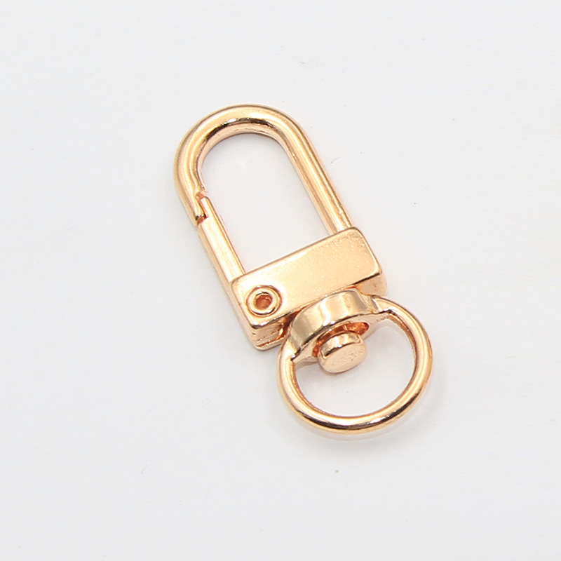 In stock zinc alloy rotating jewelry diy small door buckle color metal plating spring 3 points door buckle type keychain