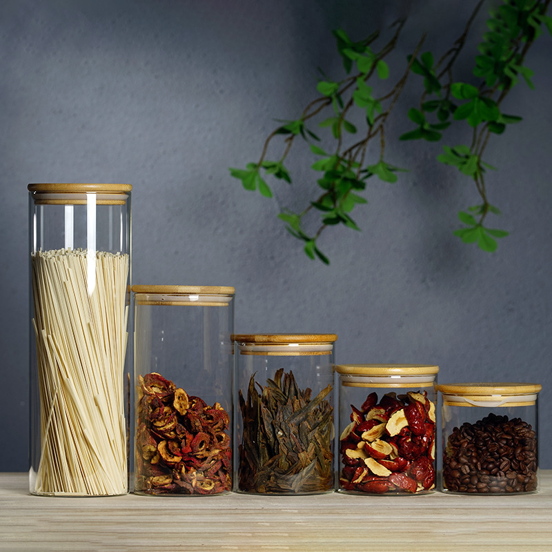 Household Grain Storage Jar Round Glass Storage Jar Tea Jar High Borosilicate Sealed Jar