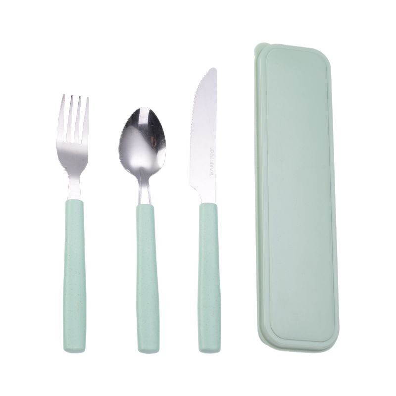 Cross-Border Western-Style Stainless Steel Portable Tableware Three-Piece Set Spoon and Fork Table Knife Outdoor Company Gift Fork Exquisite Set