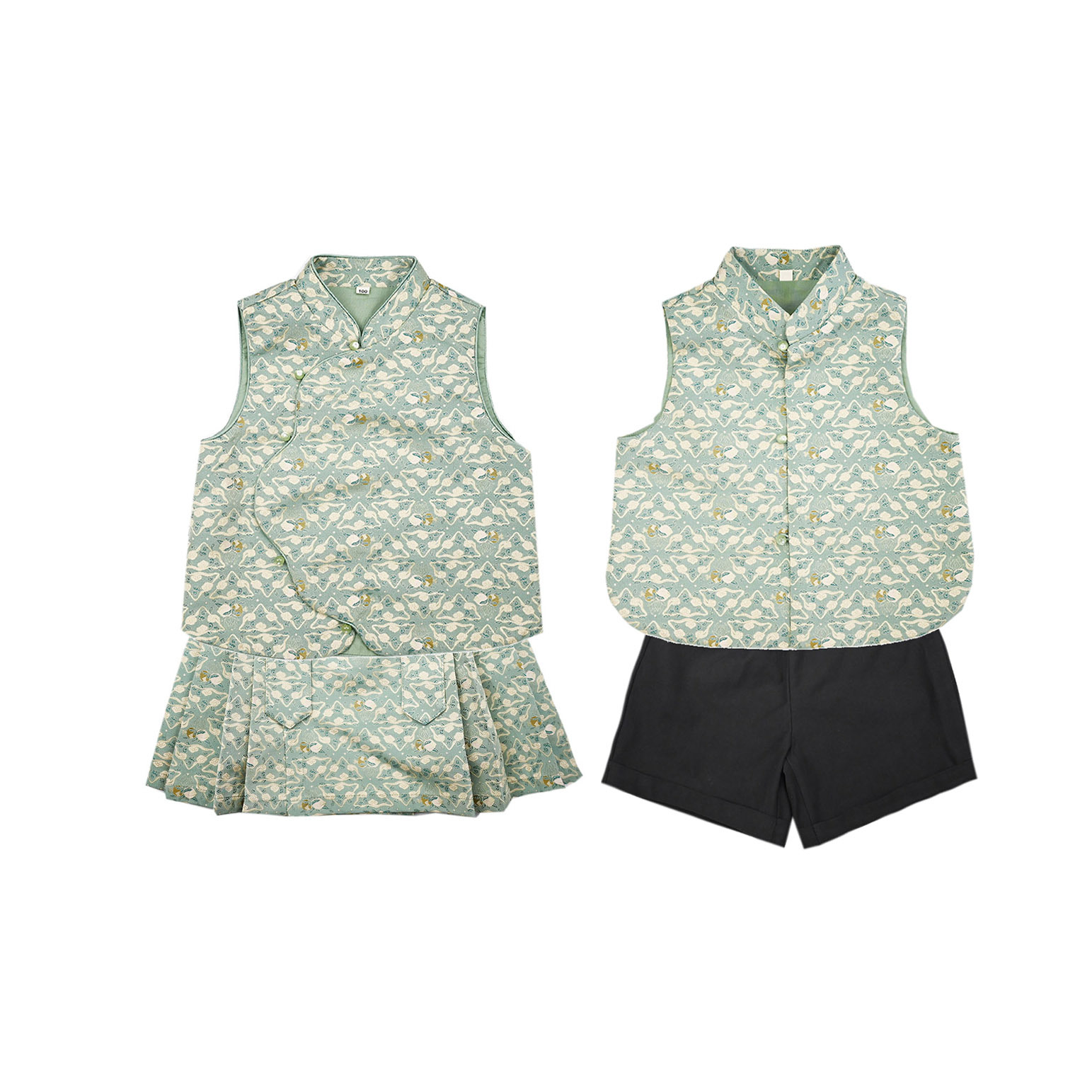 Костюм в китайском стиле новый стиль три дуо цзюру узор детский жилет юбка с лошадиной мордой улучшенный Ханфу для девочек