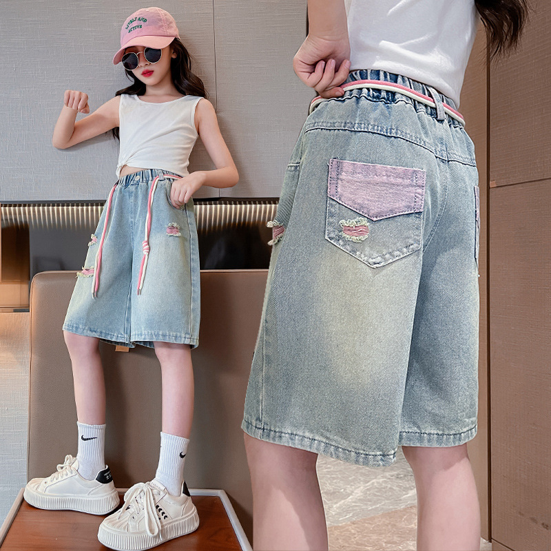 Girls' Shorts Summer Pants Thin Summer Pants Girls' 2025 New Denim Shorts Loose Shorts
