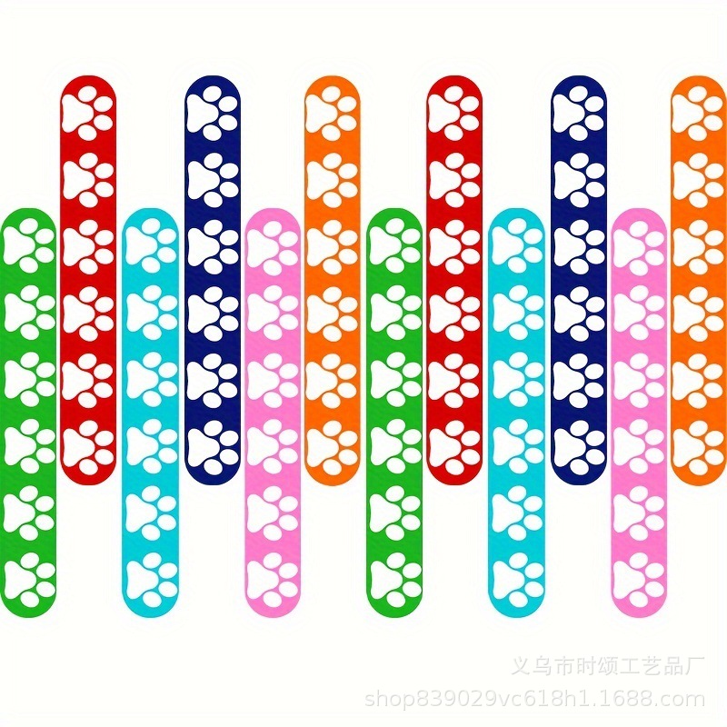 New Product 6 Dog Paw Snap Ring Bracelets Animal Pattern Snap Ring Bracelets 6 Colors Kidsren's Party Decoration
