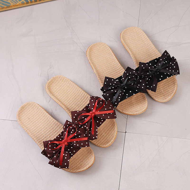 Cross-Border Manufacturers Wholesale Fabric Linen Four-Season Indoor Slippers Cotton and Linen Women's Non-Slip Lightweight Home Soft-Soled Slippers