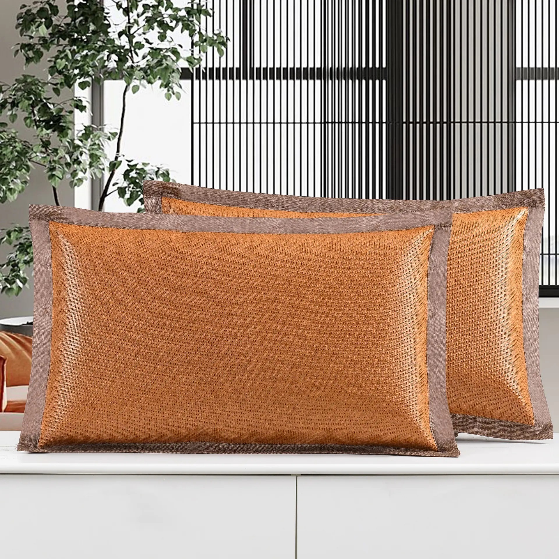 Summer Mat Rattan Pillowcase Summer Cool Ice Silk Summer Pillowcase Cool Pillow Core Cover Single Pillowcase Pair