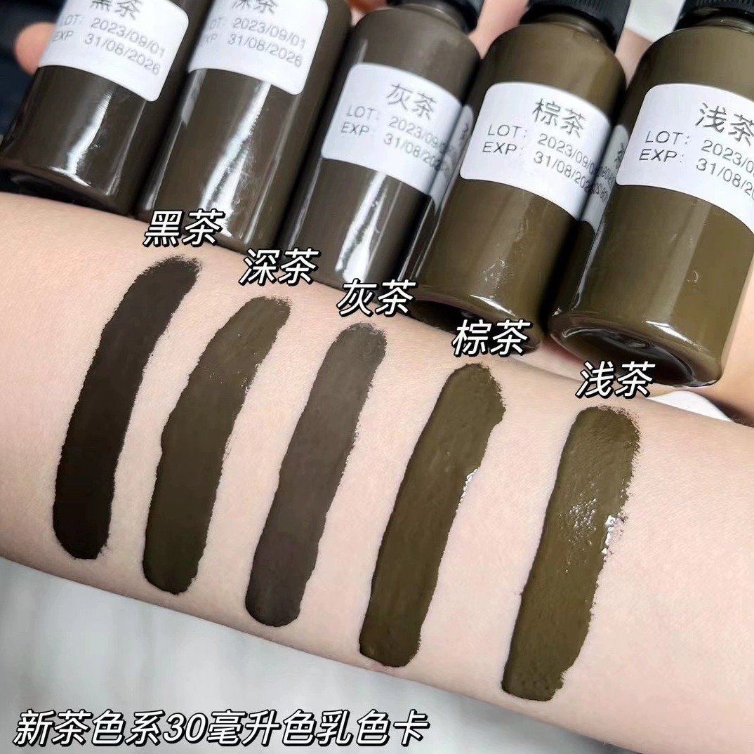 Новый 30 мл большой флакон, коричневый, черный, чайный, татуировка, цветовой материал, брови, глаза, губы, финишный макияж, без красного, без синего молока