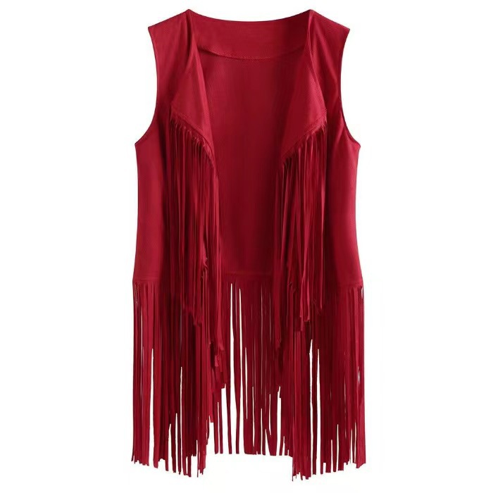 European and American New Fashionable Thin Tassel Horse Clip Women's European Station Slimming Sleeveless Vest Women's Fashion